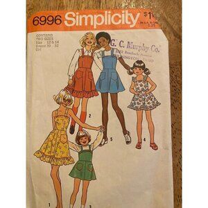 Simplicity Sewing Pattern 6996 Girls Jumper Dress Size 12-14 Vintage Sleeveless